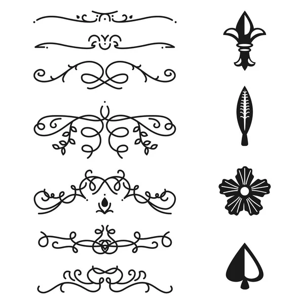 Coleção de divisores de vetor estilo caligráfico vintage border frame design ilustração decorativa . — Vetor de Stock