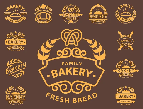 Bäckerei Gold Abzeichen Symbol Mode modernen Stil Weizen Vektor Retro Lebensmittel-Etikett Design-Element isoliert. — Stockvektor