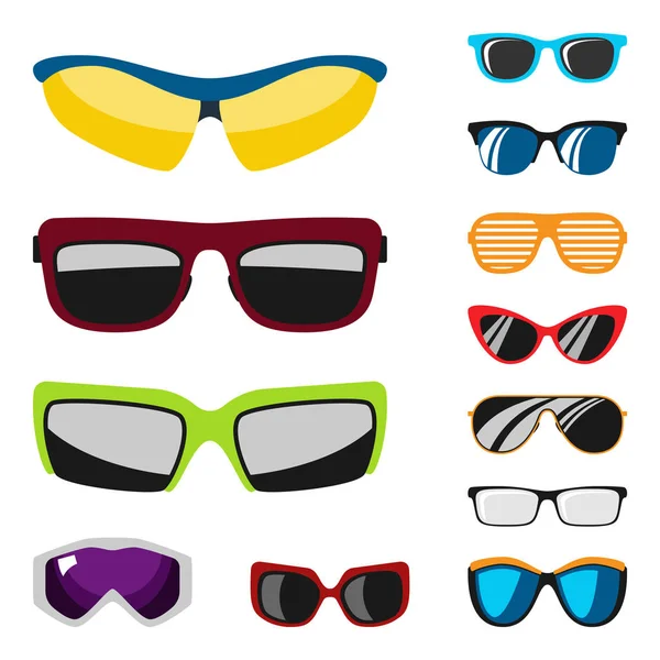 Mode set lunettes de soleil accessoire lunettes de soleil cadre en plastique moderne lunettes vecteur illustration . — Image vectorielle