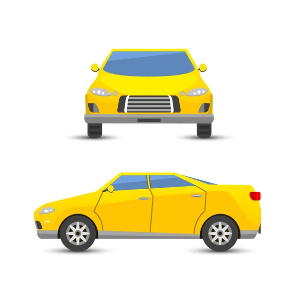 Düz sarı araba araç türü tasarım stil vektör genel klasik iş illüstrasyon izole. — Stok Vektör
