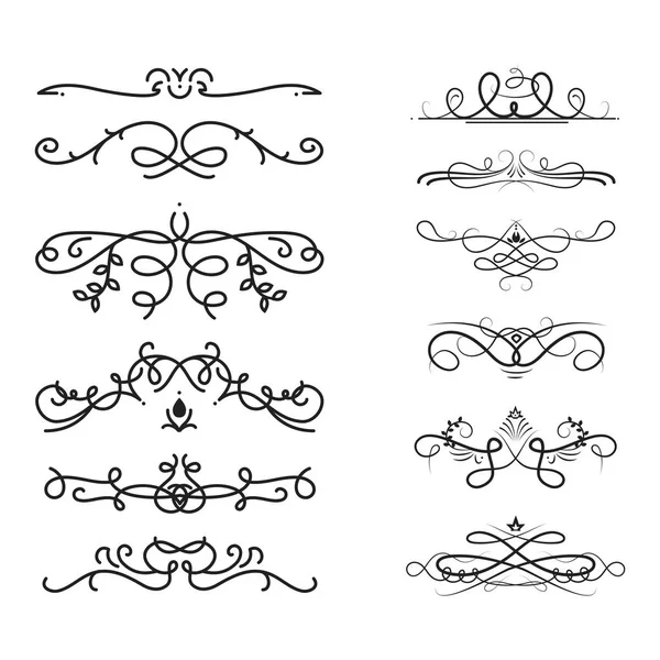 Collection of vector dividers calligraphic style vintage border frame design decorative illustration. — Stock Vector