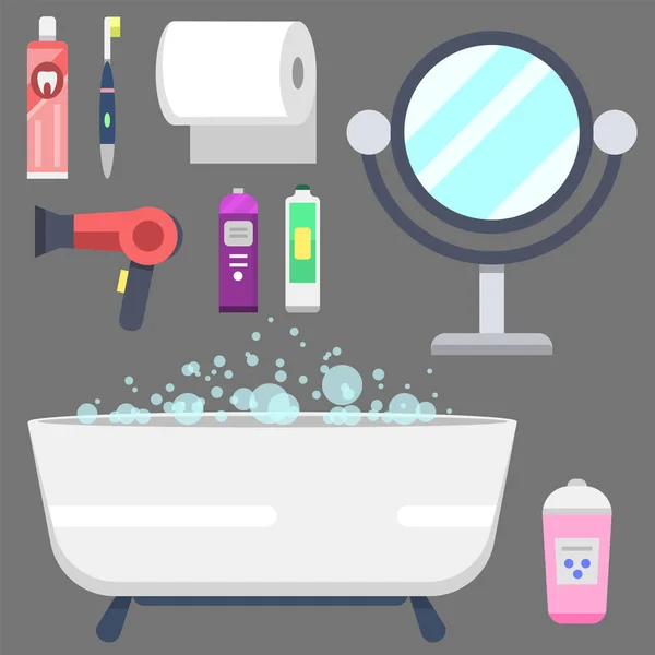 Équipement de bain icônes moderne douche illustration colorée pour salle de bains design vectoriel hygiène intérieure . — Image vectorielle