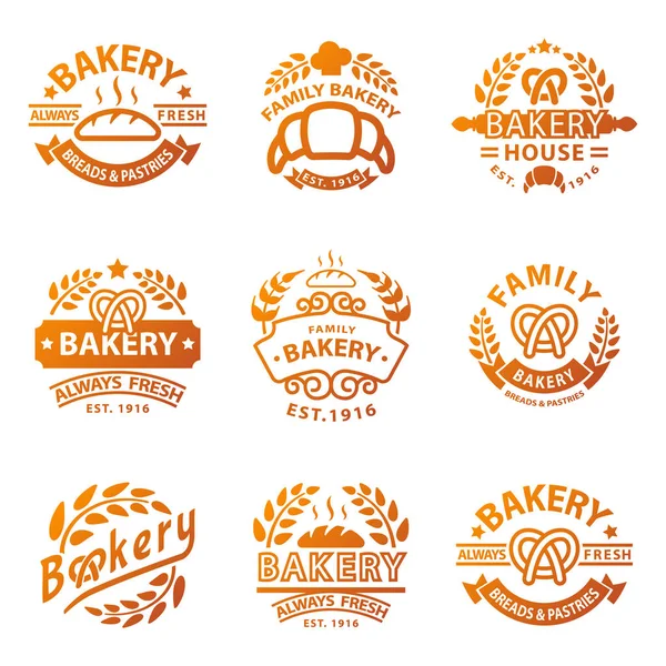 Bakery gold badge icon fashion modern style wheat vector retro food label design element isolated. — Stock Vector