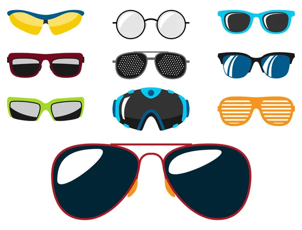 Mode set lunettes de soleil accessoire lunettes de soleil cadre en plastique moderne lunettes vecteur illustration . — Image vectorielle