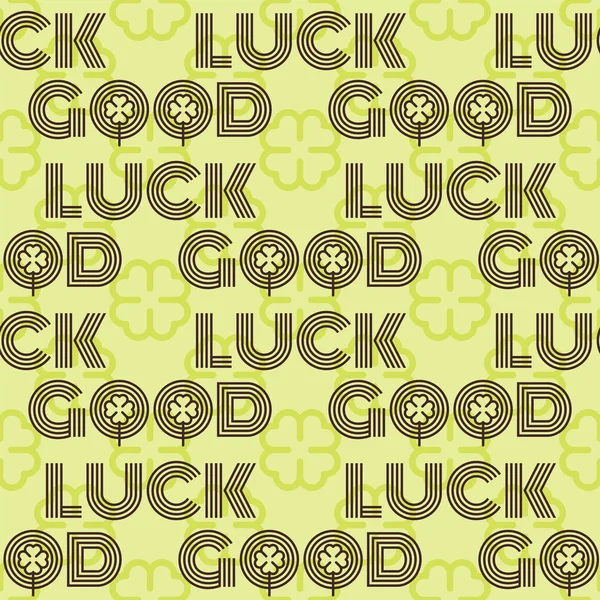 Good luck seamless pattern farewell vector lettering with lucky phrase background greeting typography. — Stock Vector