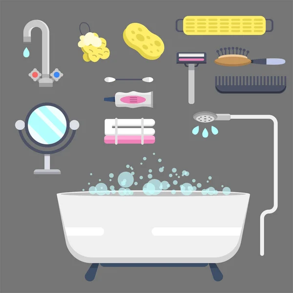Ікони обладнання для ванни сучасний душ барвисті ілюстрації для ванної кімнати Векторний дизайн . — стоковий вектор