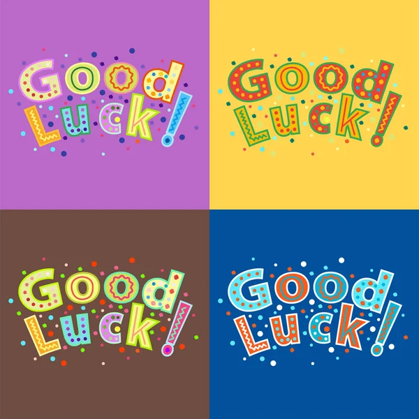 Good luck text farewell vector lettering with lucky phrase background greeting typography. — Stock Vector