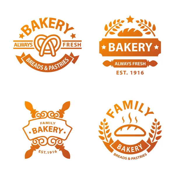 Bakery gold badge icon fashion modern style wheat vector retro food label design element isolated. — Stock Vector
