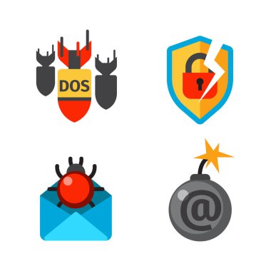 Internet güvenlik güvenlik simgesi virüs saldırı vektör veri koruma teknolojisi ağ konsept tasarımı.
