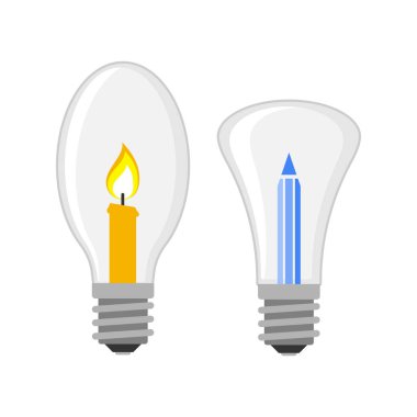 Karikatür lamba ampul tasarım düz vektör çizim elektrik fikir parlak grafik çözüm kavramı.