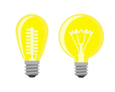 Karikatür lamba ampul tasarım düz vektör çizim elektrik fikir parlak grafik çözüm kavramı.