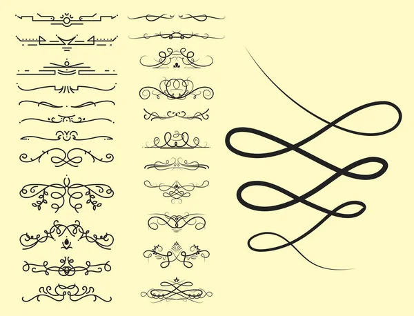 Collection of vector dividers calligraphic style vintage border frame design decorative illustration. — Stock Vector