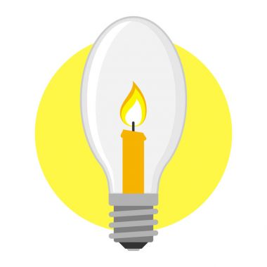 Karikatür lamba ampul tasarım düz vektör çizim elektrik fikir parlak grafik çözüm kavramı.