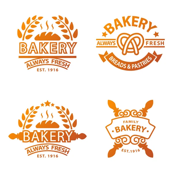 Bakery gold badge icon fashion modern style wheat vector retro food label design element isolated. — Stock Vector