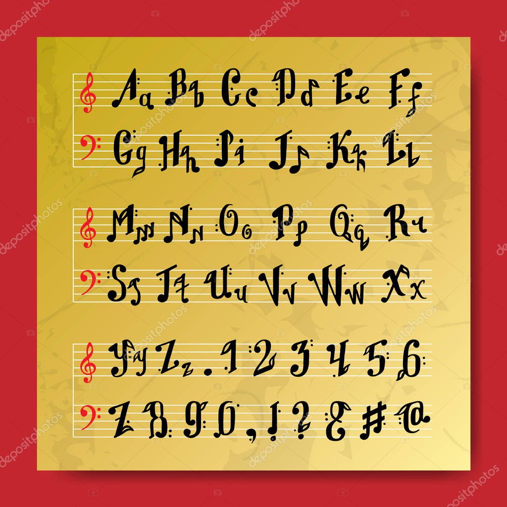 word font with music note word font with music note