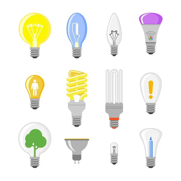 Karikatür lamba ampul tasarım düz vektör çizim elektrik fikir parlak grafik çözüm kavramı. — Stok Vektör