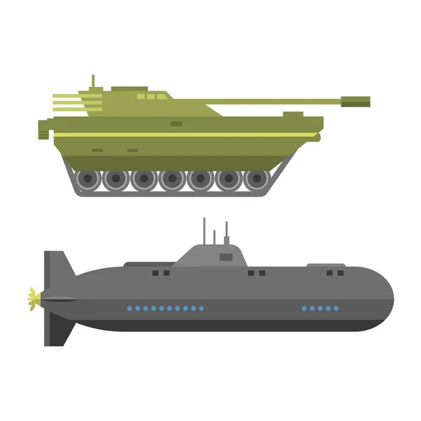 Tanques de guerra do exército técnico militar e coleta de vetor de defesa de armadura técnica da indústria — Vetor de Stock