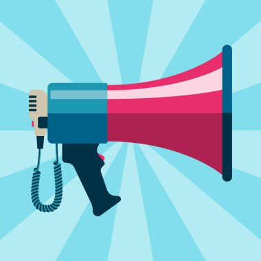 Megafon megafon iletişim iletiyi hoparlör vektör çizim