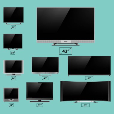 TV ekran lcd monitör şablon elektronik cihaz teknolojisi dijital aygıt görüntü vektör çizim.