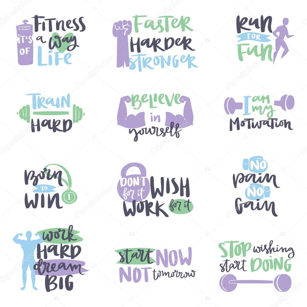 Vector design hand drawn element for motivational sport poster banner gyms crossfit trainings motivation text lettering. Work positive motivate concept message typographic workout lifestyle.