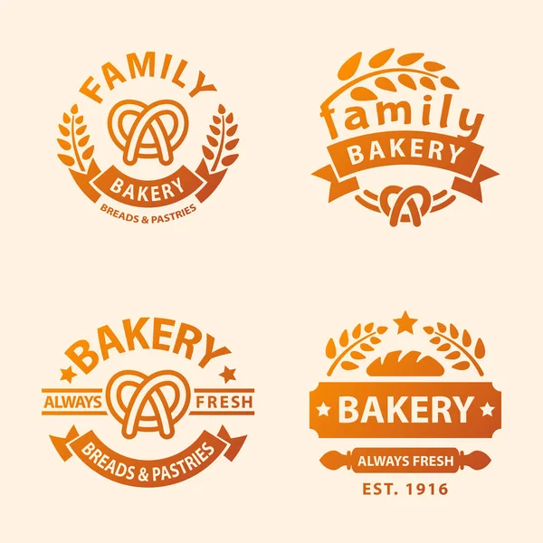 Panadería insignia de oro icono de la moda moderno estilo trigo vector retro alimentos etiqueta diseño elemento aislado . — Vector de stock