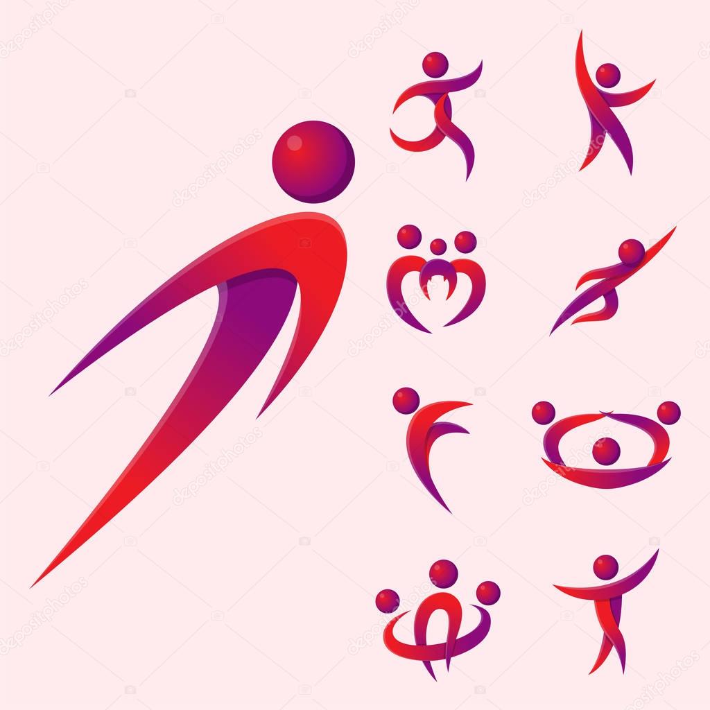 Silhouette abstract people performance character logo human figure pose