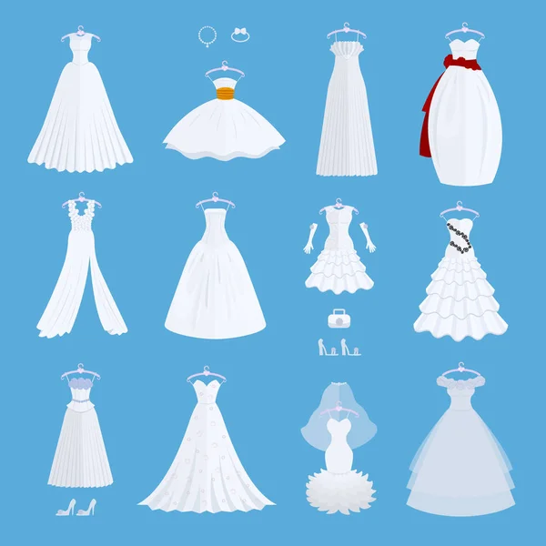 Esküvő menyasszonyi ruha elegancia stílusú ünnepe vektoros illusztráció elszigetelt háttér — Stock Vector