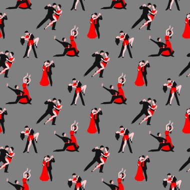 Tango latin Amerika romantik erkek ve kız dans çiftler seamless modeli çiftler