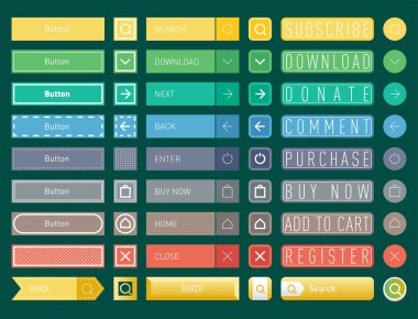 Renkli web sitesi web düğmeleri tasarlamak vektör çizim parlak grafik etiket internet şablon onaylamak