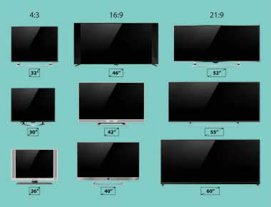 TV ekran lcd monitör şablon elektronik cihaz teknolojisi dijital aygıt görüntü vektör çizim.