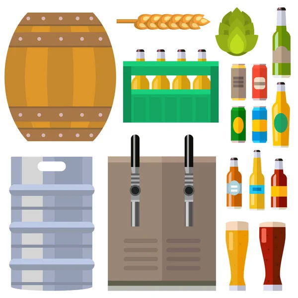 Proces alkoholu Fabryka produkcji sprzętu zacierania gotowanie ilustracja wektorowa chłodzenia fermentacji piwa. — Wektor stockowy