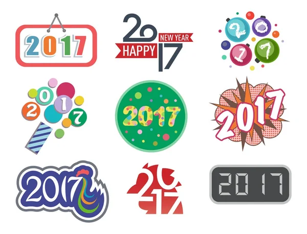 Bonne année 2017 conception de texte vecteur créatif graphique célébration accueil fête date illustration — Image vectorielle
