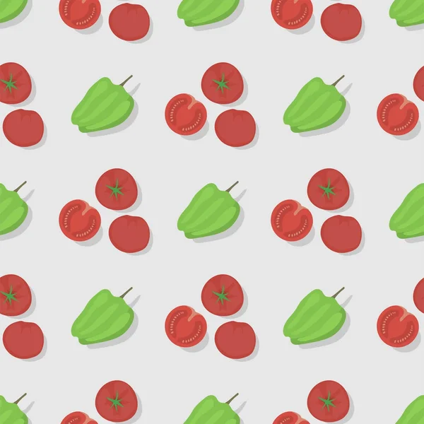 Pomodori modello senza soluzione di continuità sfondo piatto disegno stile colore organico, sano vegetariano vettoriale illustrazione . — Vettoriale Stock