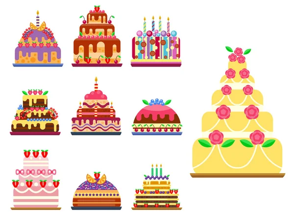 Hochzeitstorte Kuchen handgezeichnet Stil Süßigkeiten Dessert Bäckerei Zeremonie köstliche Vektor Illustration. — Stockvektor