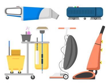 Profesyonel temizlik ekipmanları izole vektör ev vakum