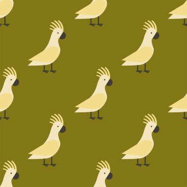 Altın papağan vektör çizim vahşi hayvan karakter sevimli fauna tropikal tüy evcil hayvan arka plan seamless modeli.