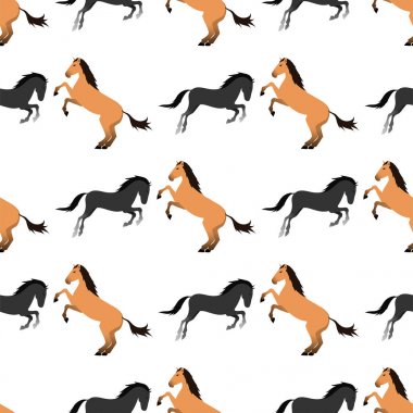 At midilli aygır Dikişsiz desen renk çiftlik binicilik hayvan karakter illüstrasyon vektör.