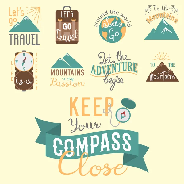 Vintage typographie Voyage motivation badge nature aventure emblème illustration — Image vectorielle