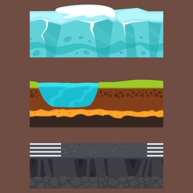 Arazi parça doğa açık vektör zemin tarım ülke Bahçe zemin kesiti çizimi dilimler.