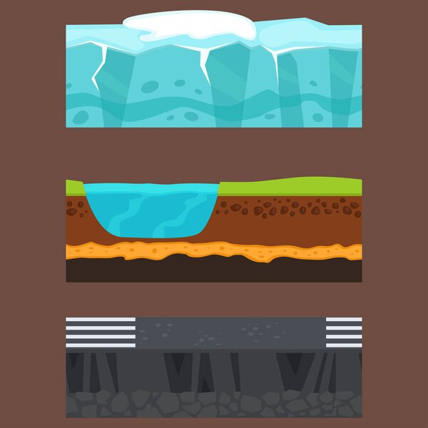 Иллюстрация поперечного сечения земли сельское хозяйство страны садоводство нарезки земли кусок природы наружный вектор
.