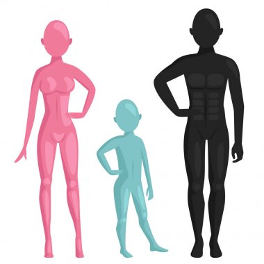 Vector dummy mannequin model poses male and female beautiful attractive sculpture plastic figure silhouette. clipart