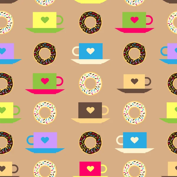 Χωρίς ραφή πρότυπο με καφέ και σοκολάτας τζάμια ντόνατ φόντο διάνυσμα υφή ντόνατ τροφίμων εικονογράφηση. — Διανυσματικό Αρχείο