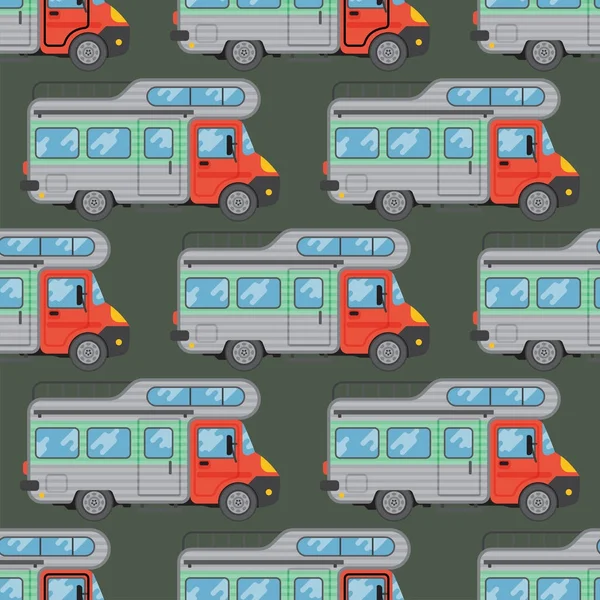 Campers vacanza viaggio auto estate senza soluzione di continuità modello rimorchio casa vettore illustrazione piatto trasporto — Vettoriale Stock