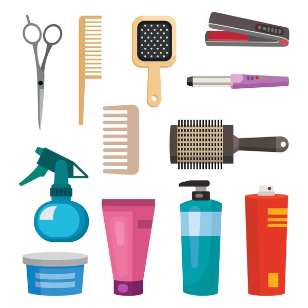 Coiffeur de mode avec tondeuse à cheveux et brosse à cheveux isolés outils de coiffeur professionnel élégant pour couper l'illustration vectorielle . — Image vectorielle