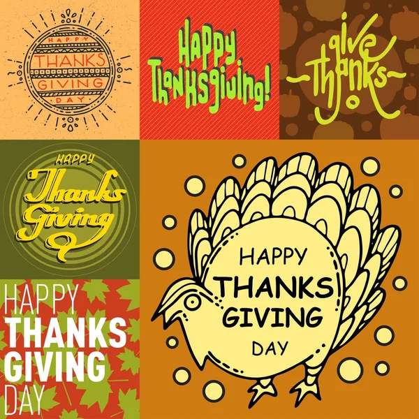 Vector thanksgiving decoration lettering postcard invitation cards design harvest november background illustration — Stock Vector