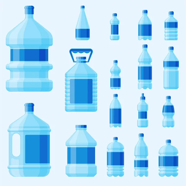 Vetor de garrafa de plástico de água bebida mineral transparente refresco em branco natureza azul limpo líquido aqua fluido modelo ilustração . —  Vetores de Stock