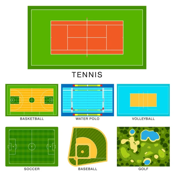Sportovní herní pole vektorové pozemní linky hřiště fotbal zelené stadion trávy pozadí vítěz champion ilustrace — Stockový vektor