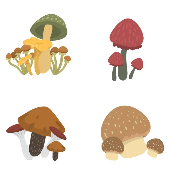 Мухомор Мухомор поганка гриби грибок різних мистецтва стиль дизайну Векторні ілюстрації червоний капелюх — стоковий вектор