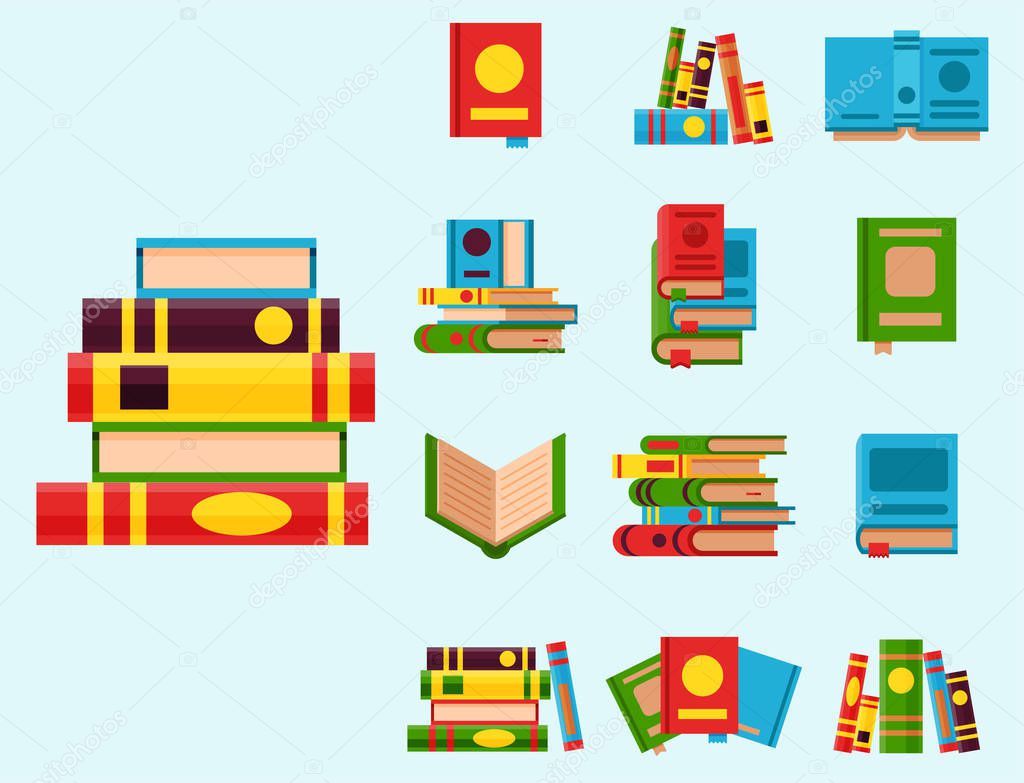 Colorful book vector illustration learn literature study opened and closed education knowledge document textbook