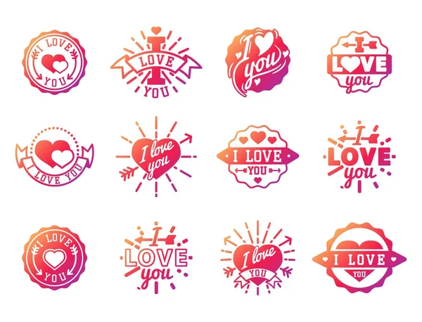 Vector I love You text overlays hand drawn lettering badge inspirational lover quote illustration. — Stock Vector